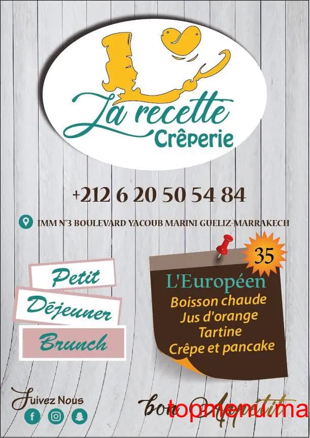 Restaurant La Recette Crêperie menu page 1 La Recette Crêperie menu page 1