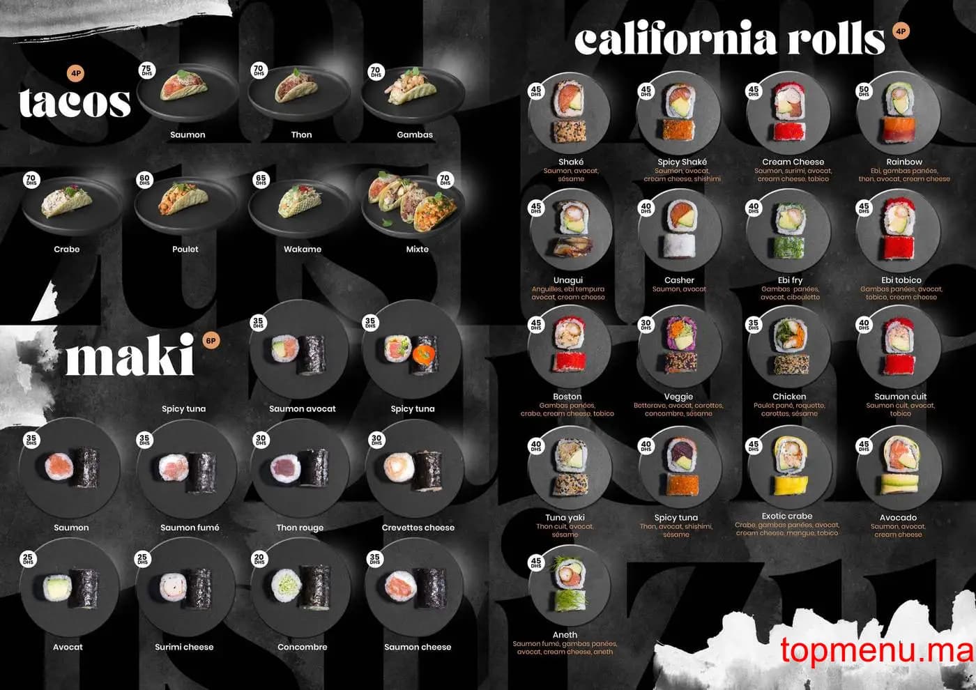 Restaurant Zushi menu page 5 Zushi menu page 5