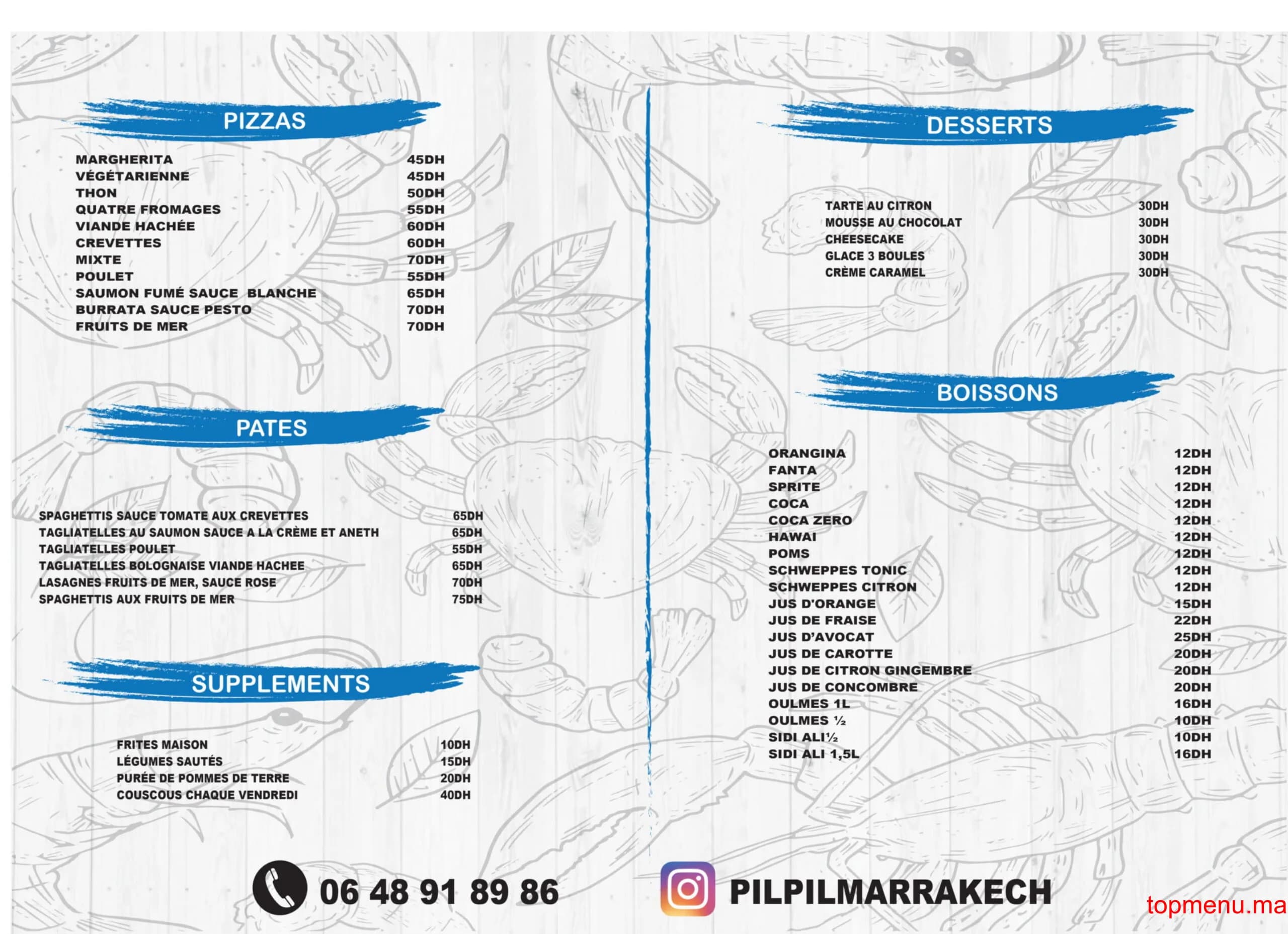Restaurant PilPil menu page 2 PilPil menu page 2