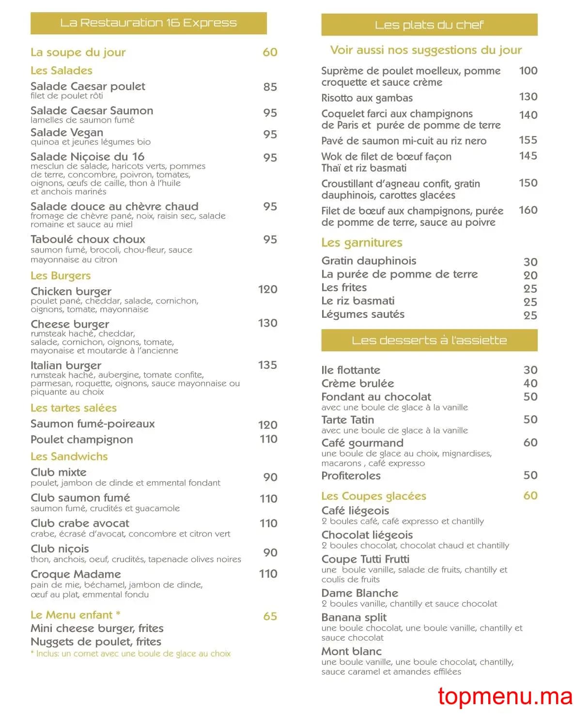 Restaurant 16 Café menu page 5 16 Café menu page 5
