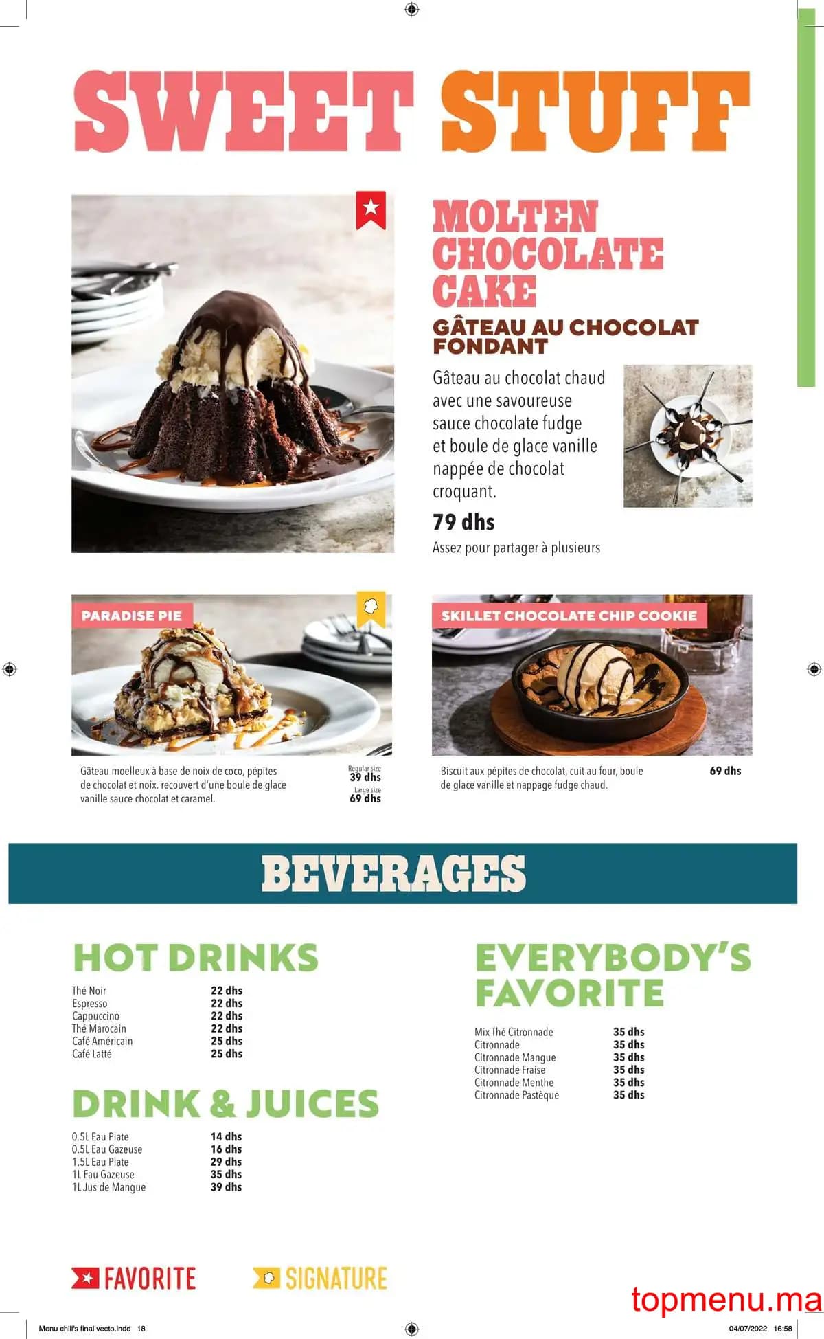 Restaurant Chili’s menu page 13 Chili’s menu page 13