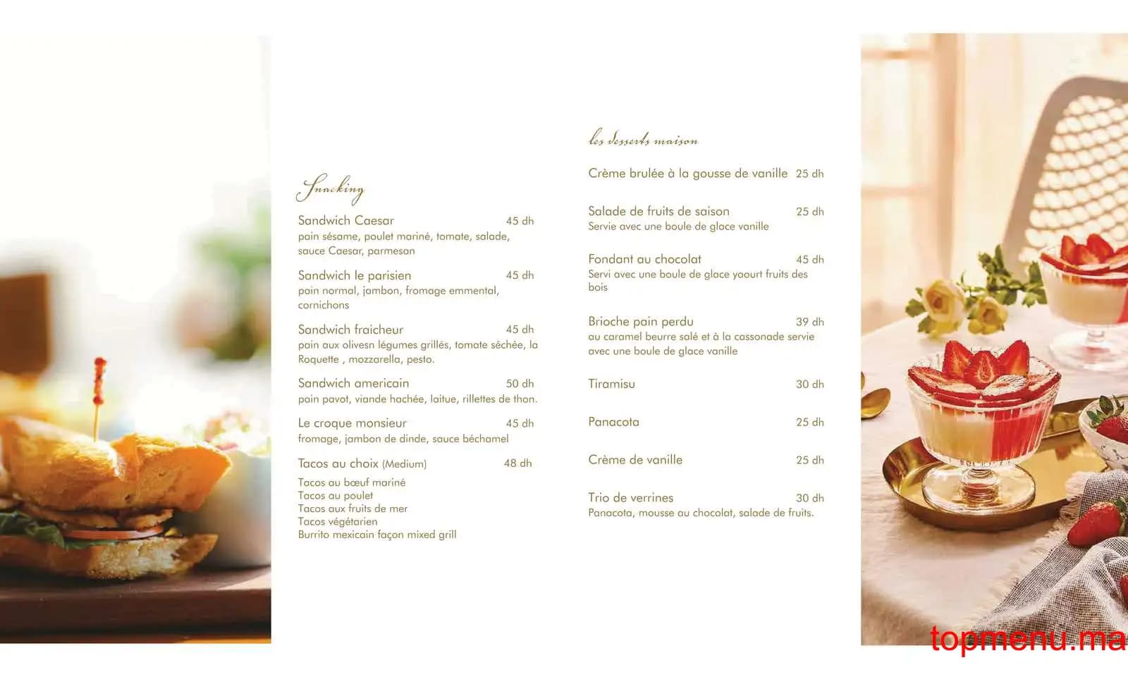 Restaurant La Marlette Guéliz menu page 4 La Marlette Guéliz menu page 4