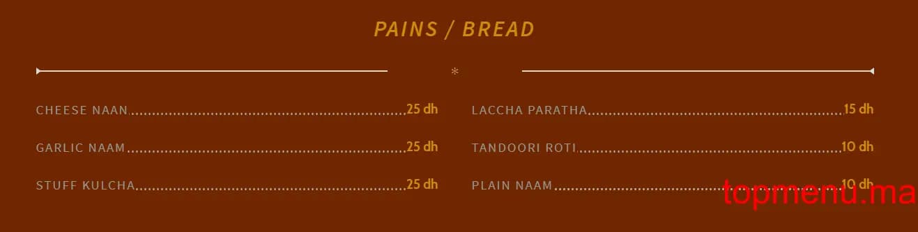Restaurant Bombay menu page 1 Bombay menu page 1