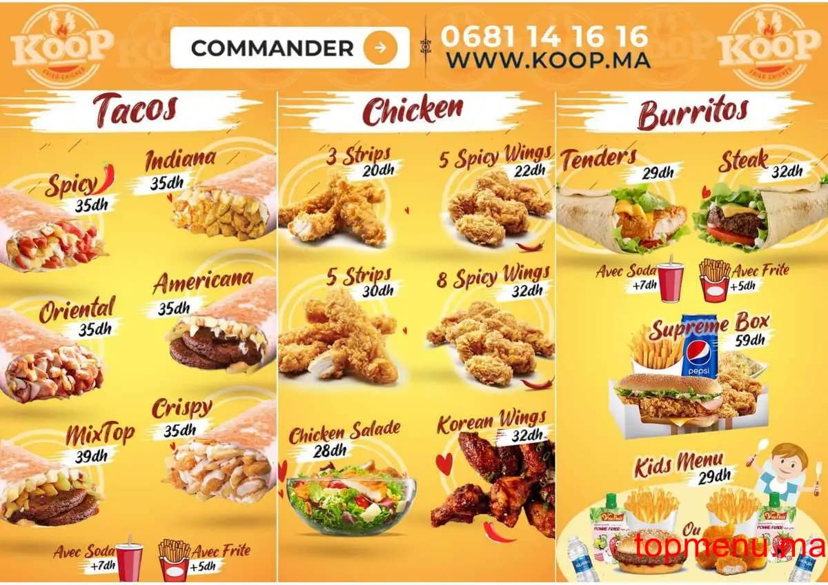 Restaurant Koop menu page 2 Koop menu page 2