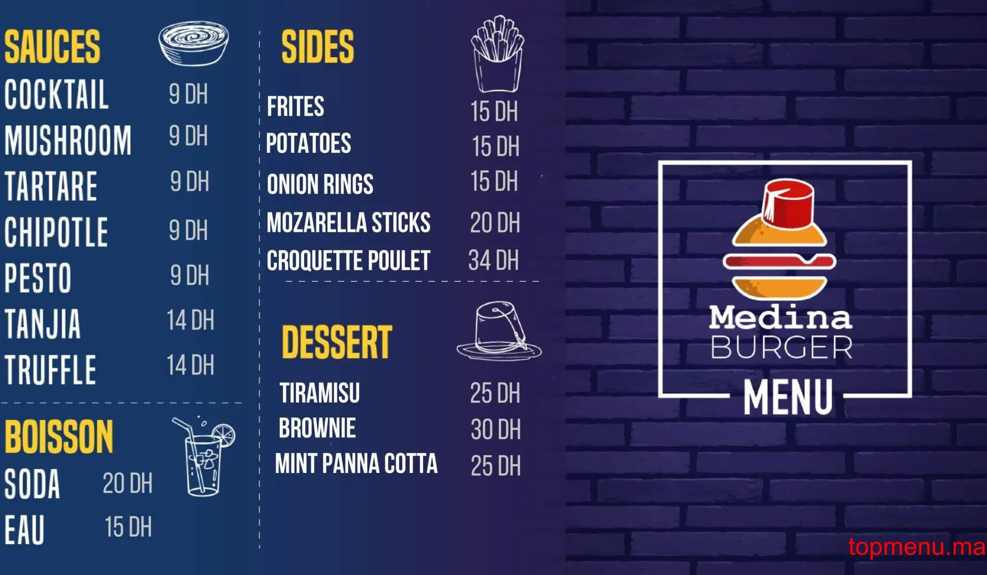 Restaurant Medina Burger menu page 2 Medina Burger menu page 2