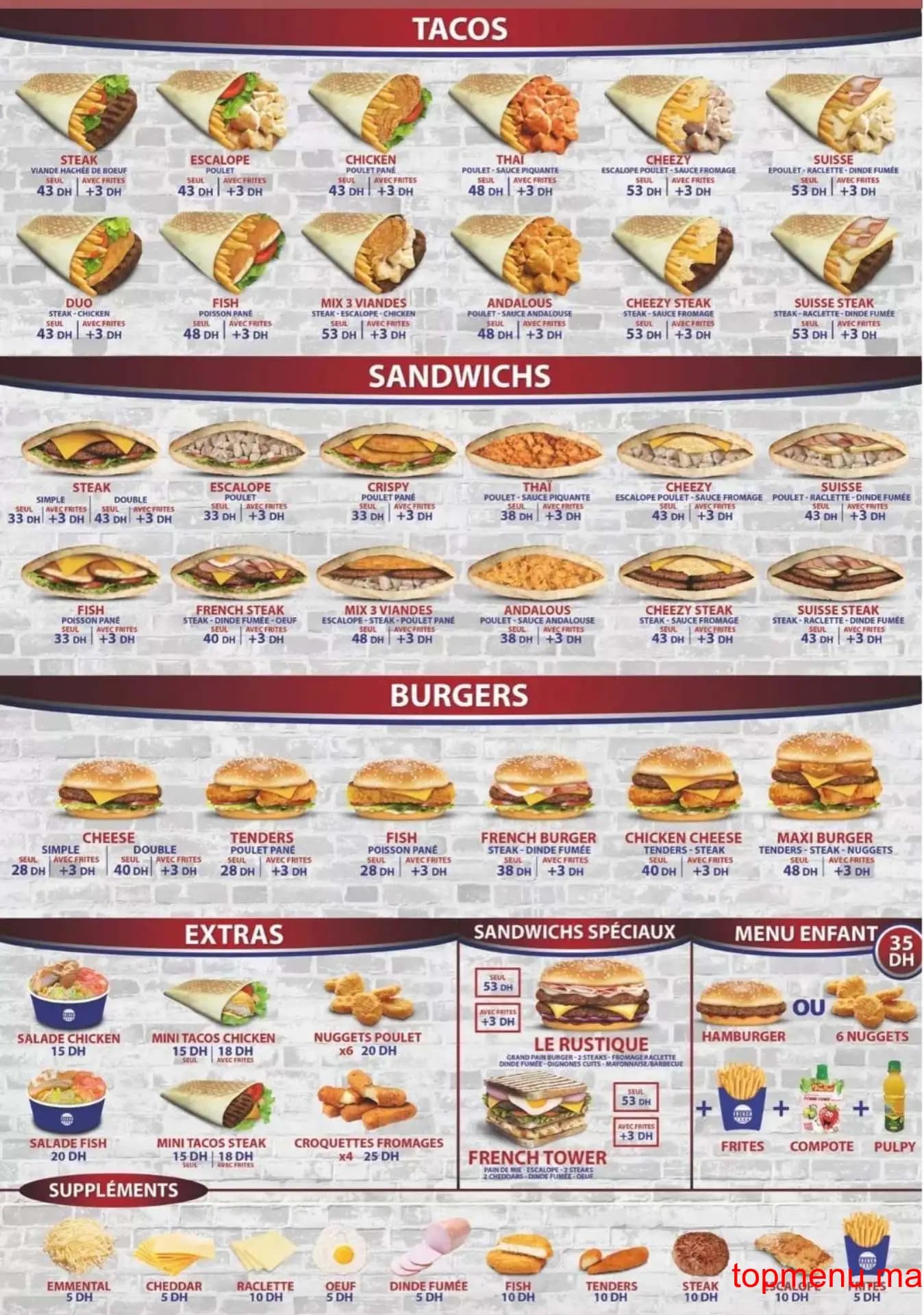 Restaurant French Food menu page 1 French Food menu page 1