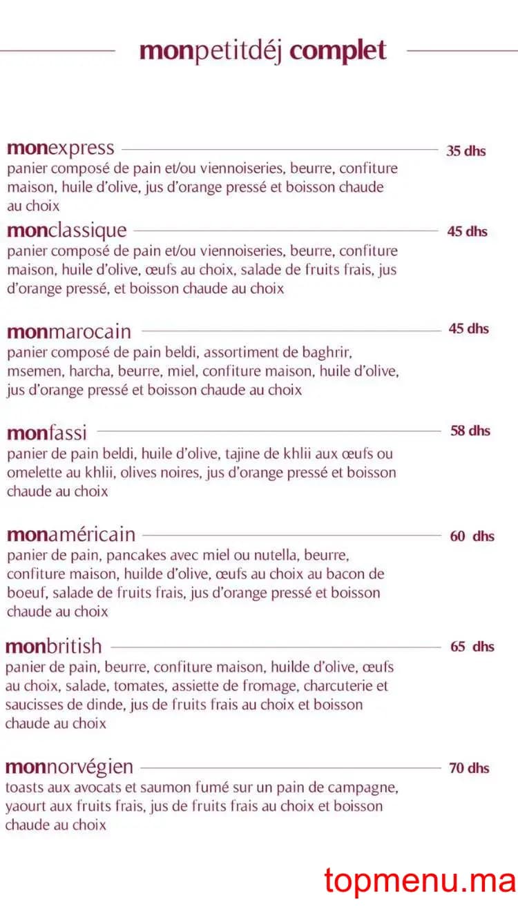 Restaurant mon quotidien Allal Elfassi menu page 1 mon quotidien Allal Elfassi menu page 1