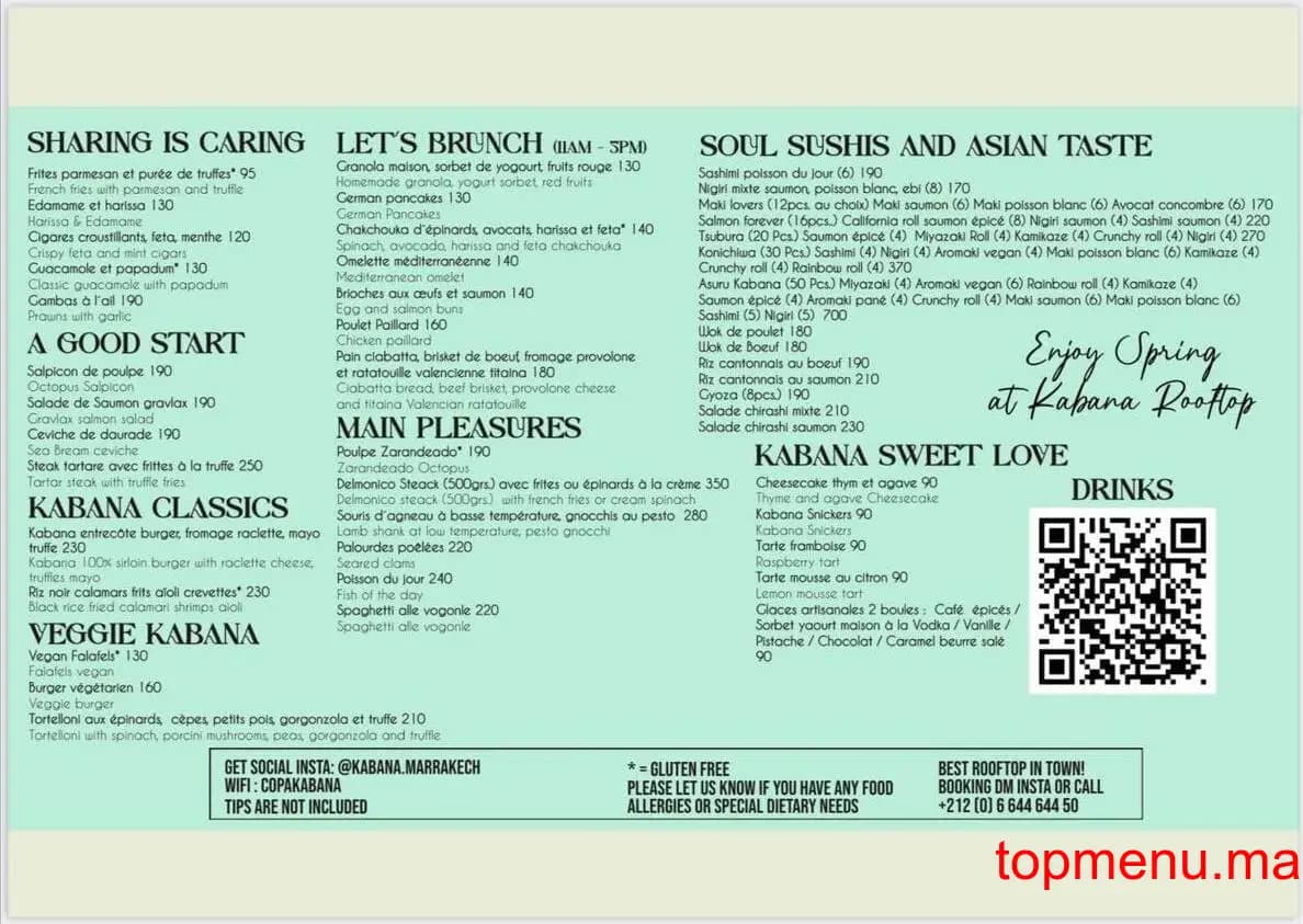 Restaurant Kabana menu page 1 Kabana menu page 1