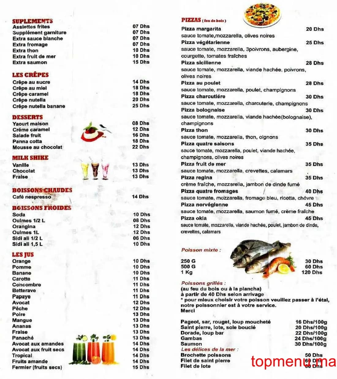 Restaurant Okla menu page 2 Okla menu page 2