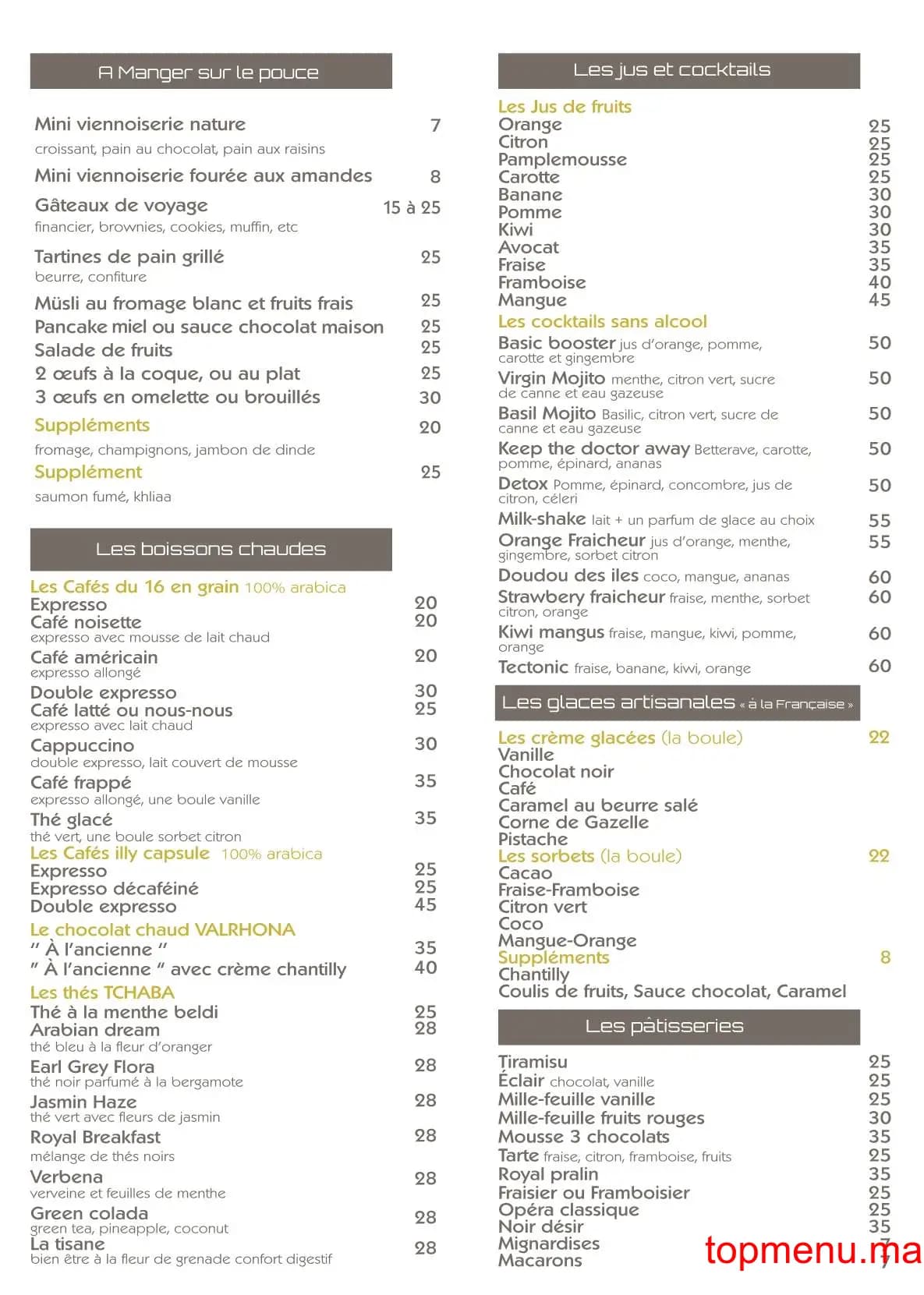 Restaurant 16 Café menu page 4 16 Café menu page 4