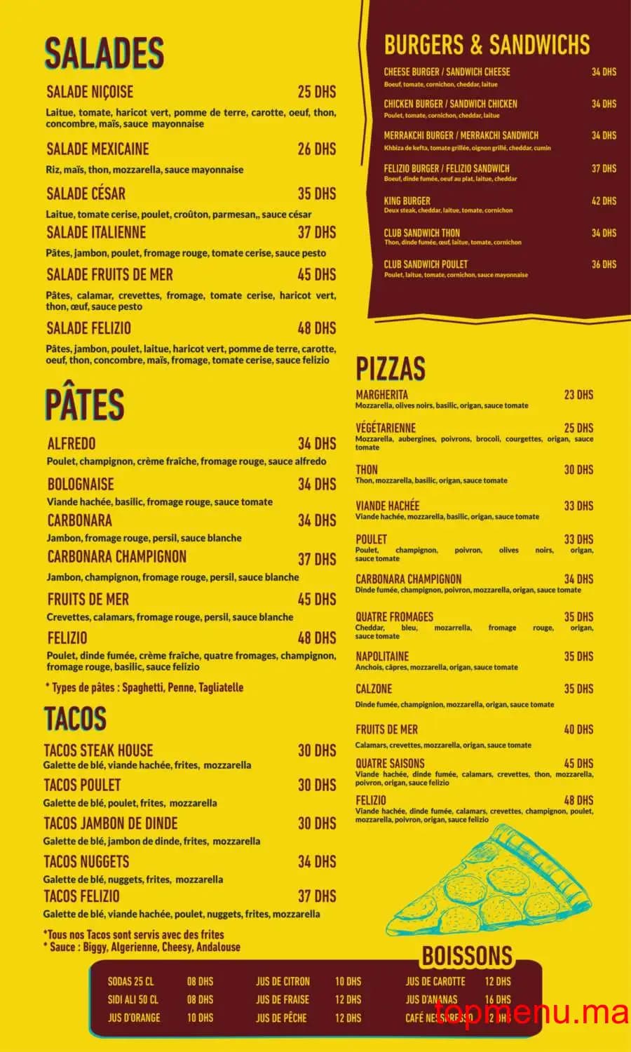 Restaurant Felizio menu page 1 Felizio menu page 1