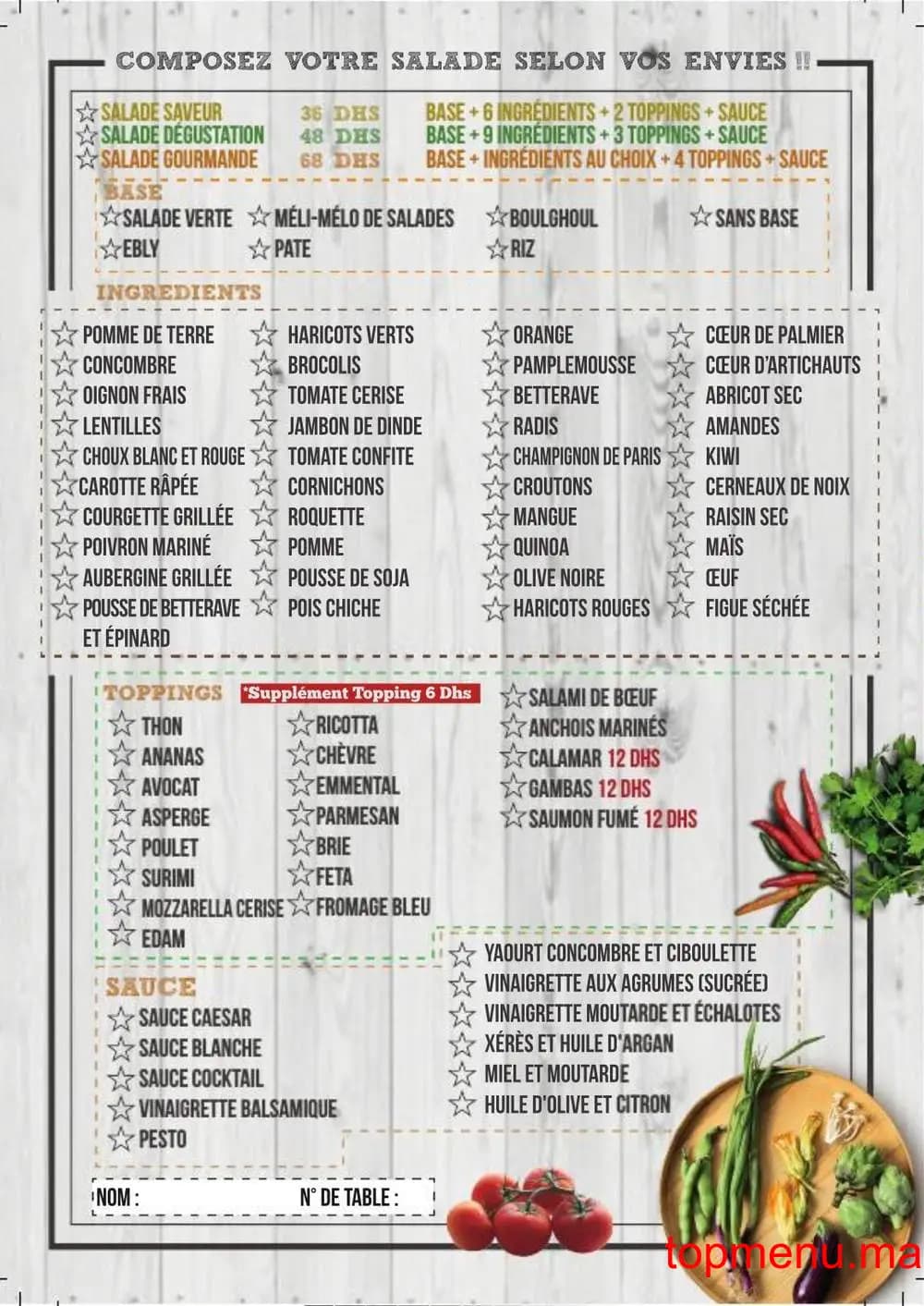 Restaurant Le petit chantier menu page 2 Le petit chantier menu page 2