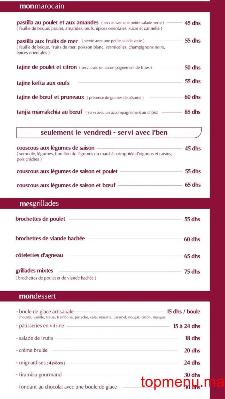Restaurant mon quotidien Allal Elfassi menu page 10 mon quotidien Allal Elfassi menu page 10