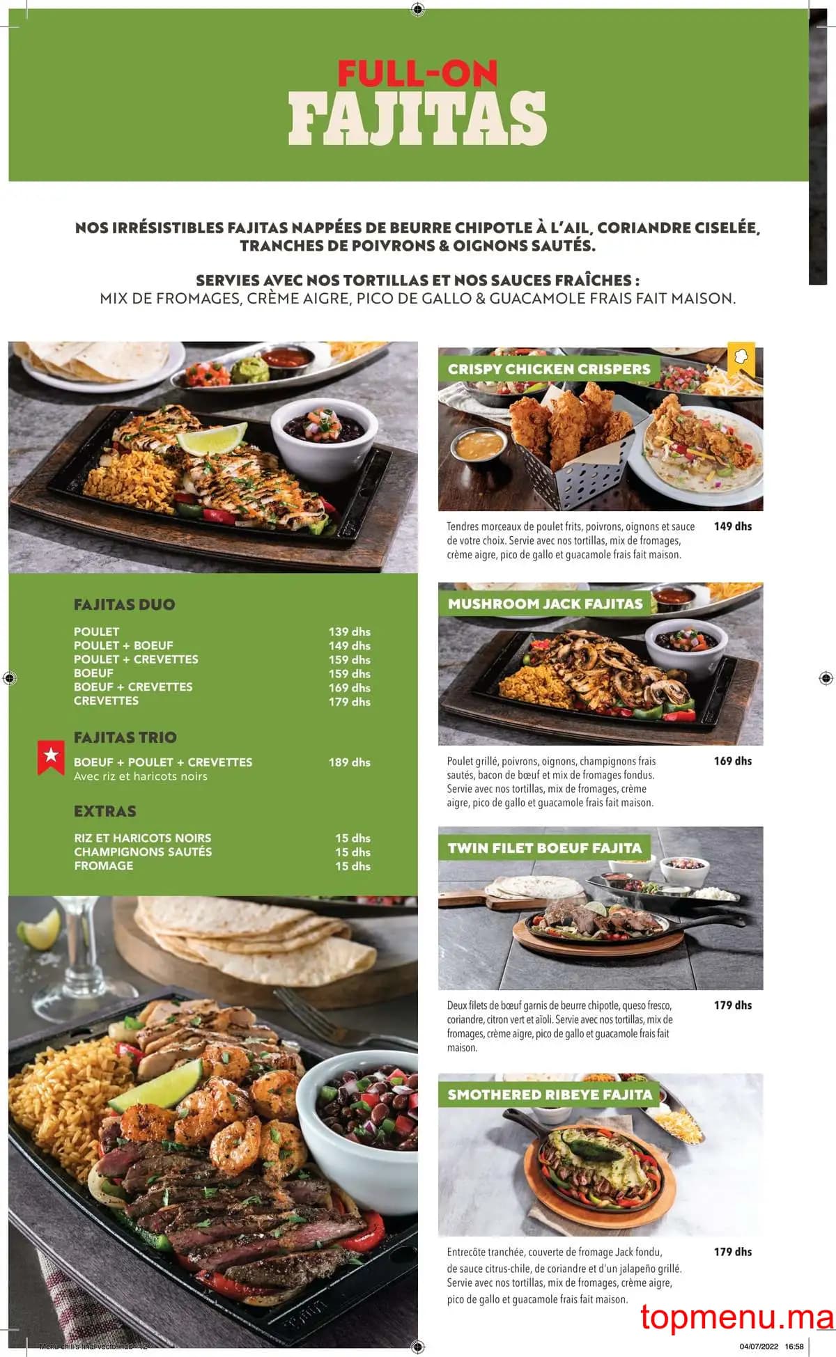 Restaurant Chili’s menu page 7 Chili’s menu page 7