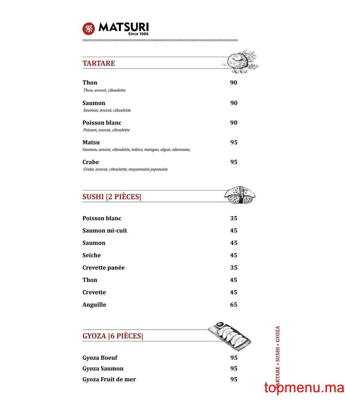 Restaurant Matsuri menu page 24 Matsuri menu page 24