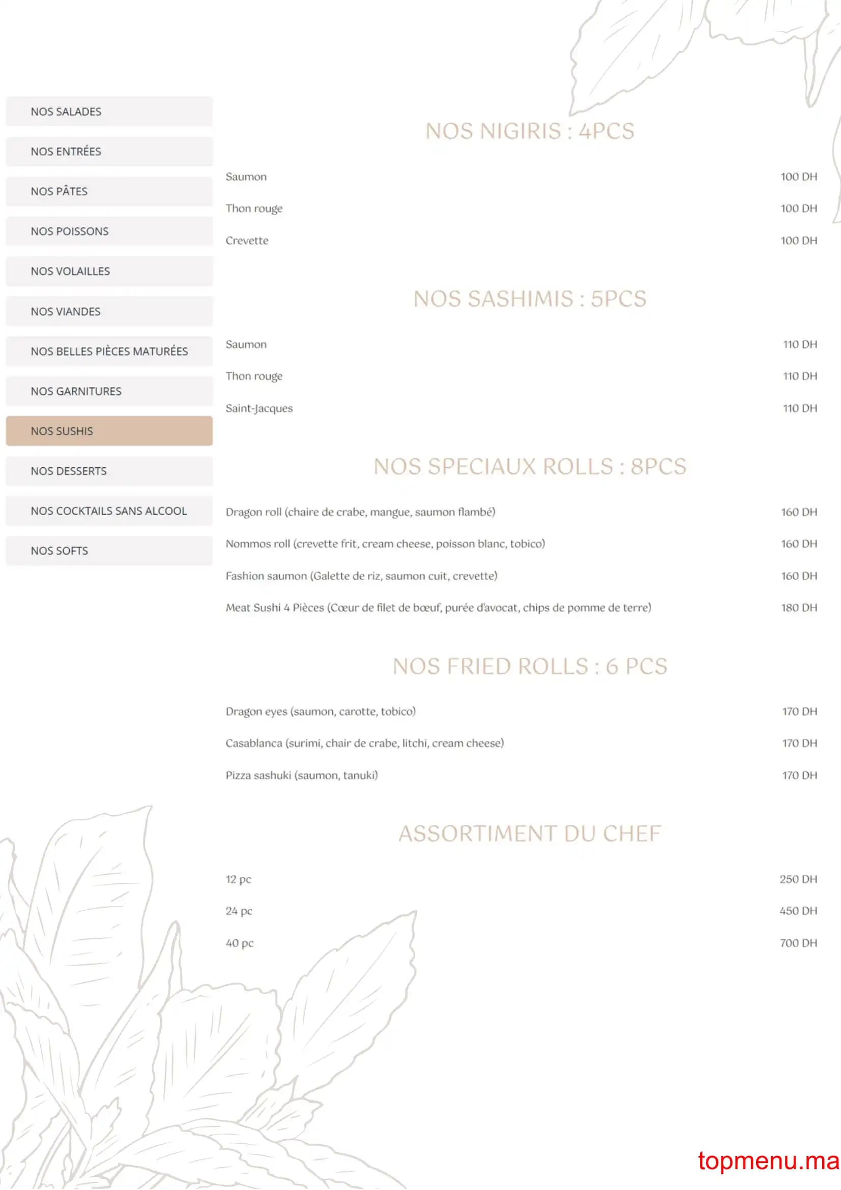 Restaurant Nommos menu page 9 Nommos menu page 9