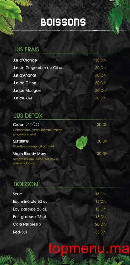 Restaurant Zatchi sushi menu page 15 Zatchi sushi menu page 15