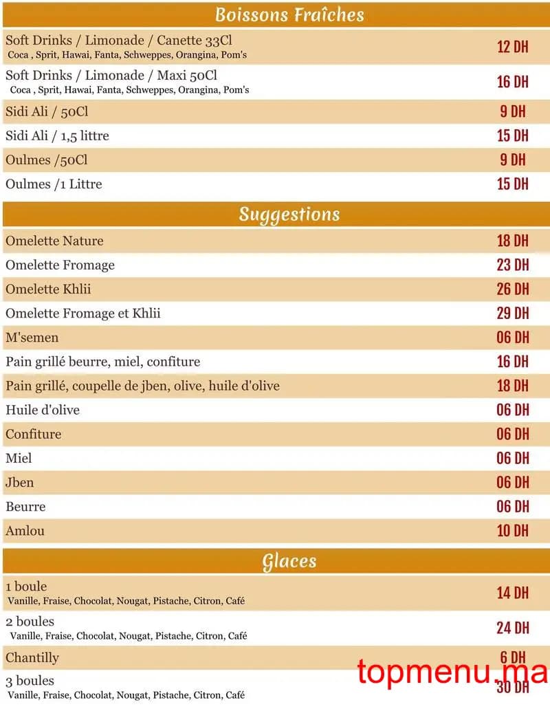 Restaurant Muraille de l’Ourika menu page 5 Muraille de l’Ourika menu page 5