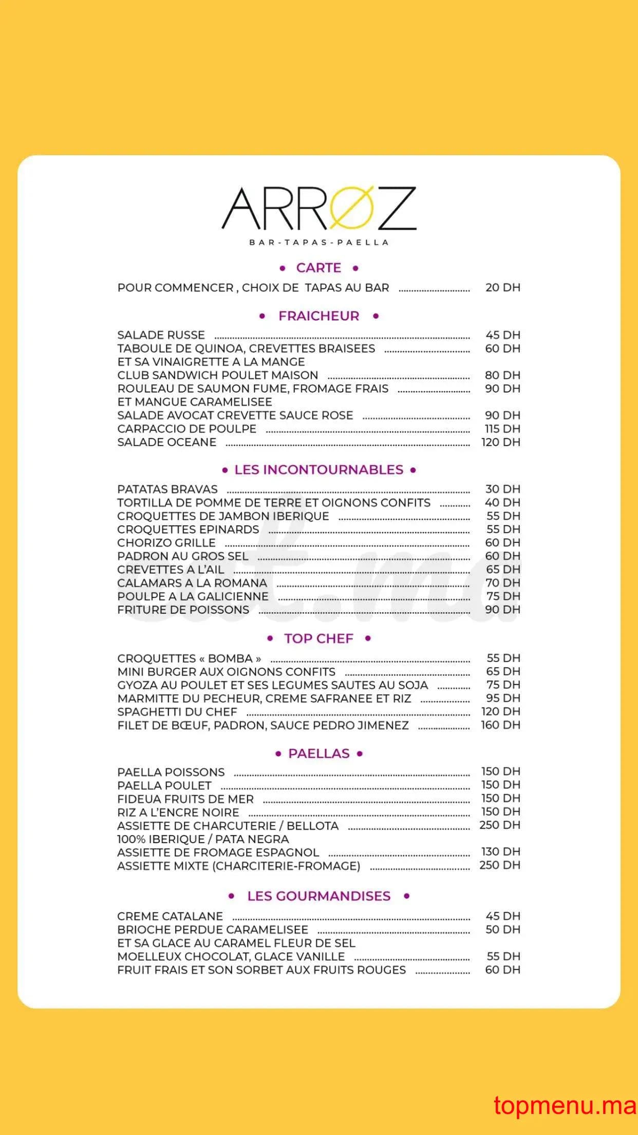 Restaurant Arroz Bar Restaurant menu page 2 Arroz Bar Restaurant menu page 2