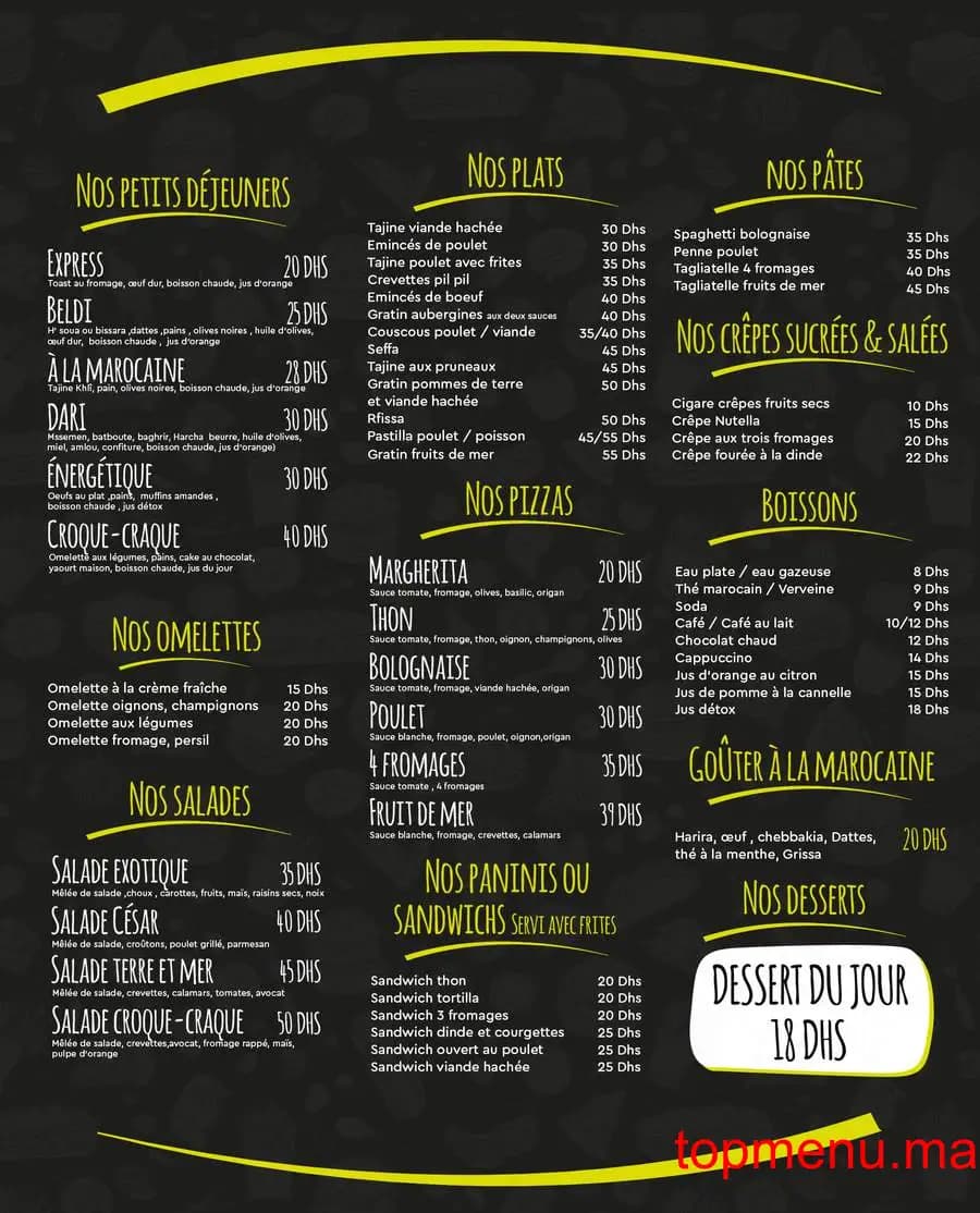 Restaurant Croque et Craque menu page 1 Croque et Craque menu page 1