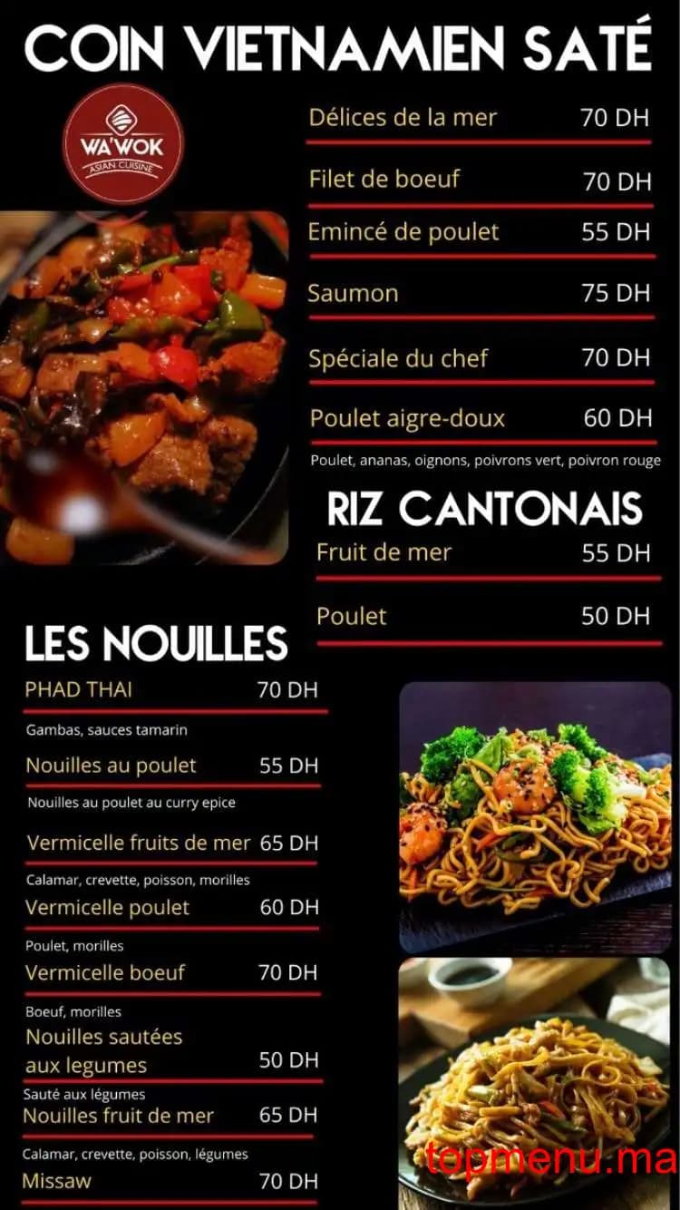 Restaurant Wa’Wok menu page 9 Wa’Wok menu page 9