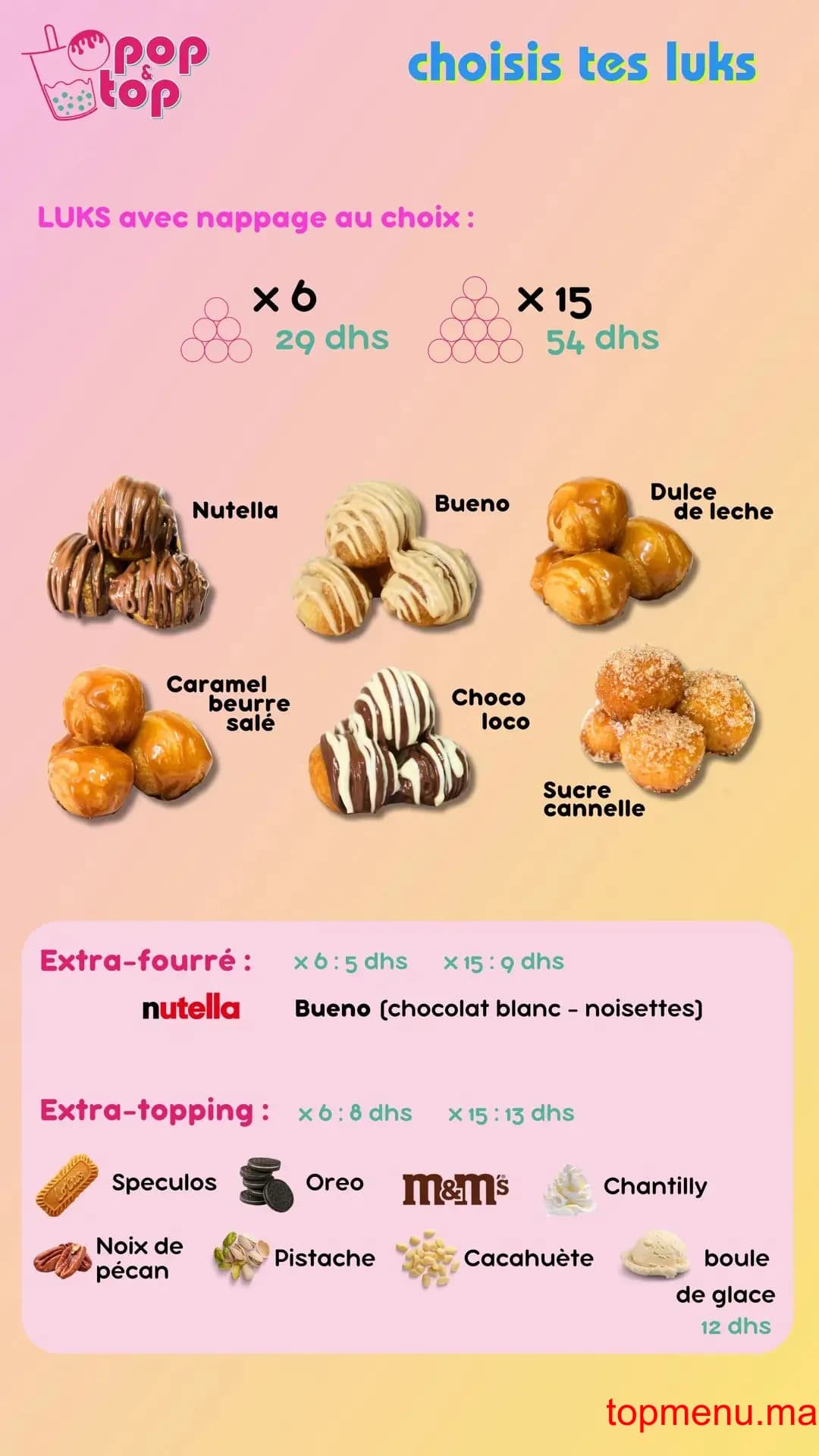 Restaurant Pop and Top menu page 2 Pop and Top menu page 2