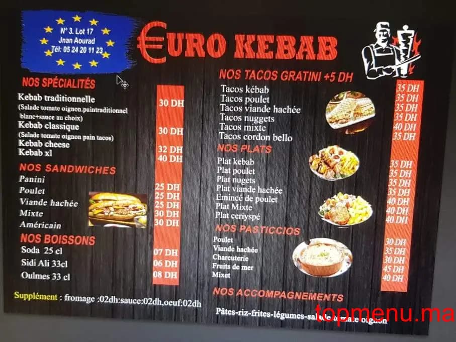 مطعم Euro Kebab قائمة الطعام page 1 Euro Kebab قائمة الطعام page 1