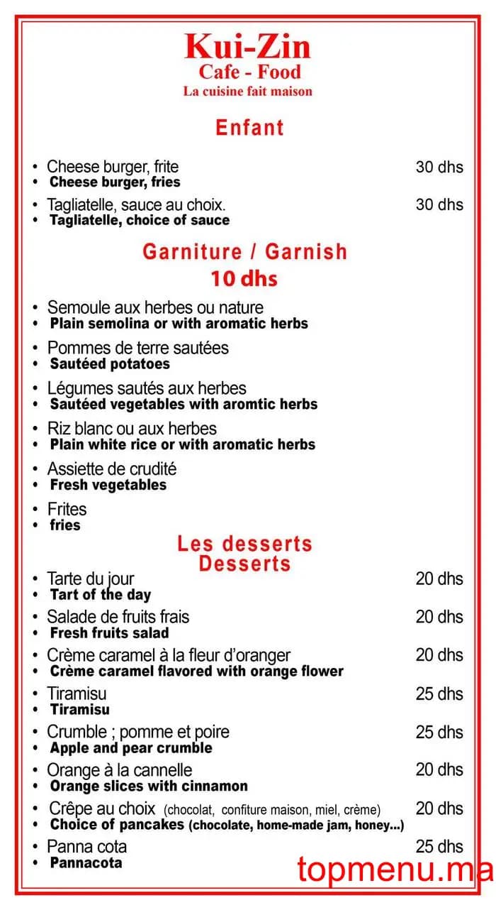 Restaurant Kui Zin menu page 2 Kui Zin menu page 2