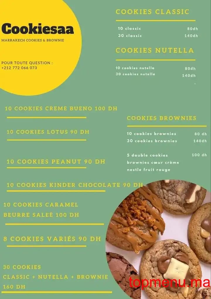 Restaurant Cookiesa menu page 1 Cookiesa menu page 1