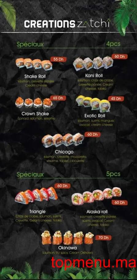 Restaurant Zatchi sushi menu page 9 Zatchi sushi menu page 9