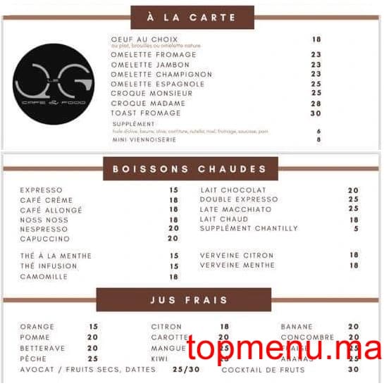 Restaurant Le QG menu page 4 Le QG menu page 4