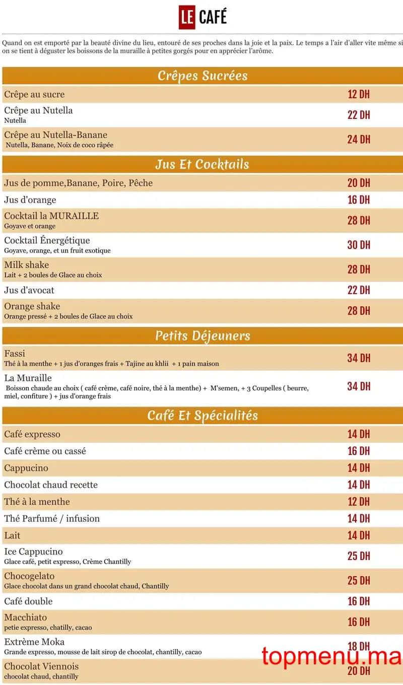 Restaurant Muraille de l’Ourika menu page 3 Muraille de l’Ourika menu page 3