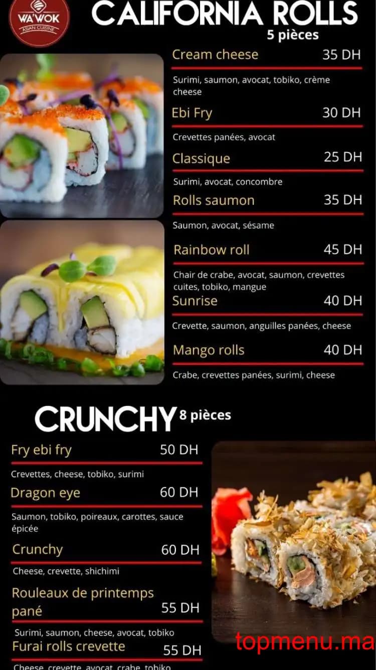 Restaurant Wa’Wok menu page 2 Wa’Wok menu page 2