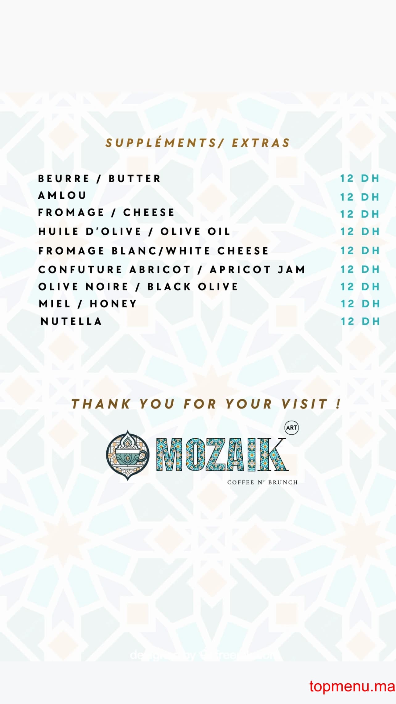 Restaurant Mozaikart Coffee N’Brunch menu page 8 Mozaikart Coffee N’Brunch menu page 8