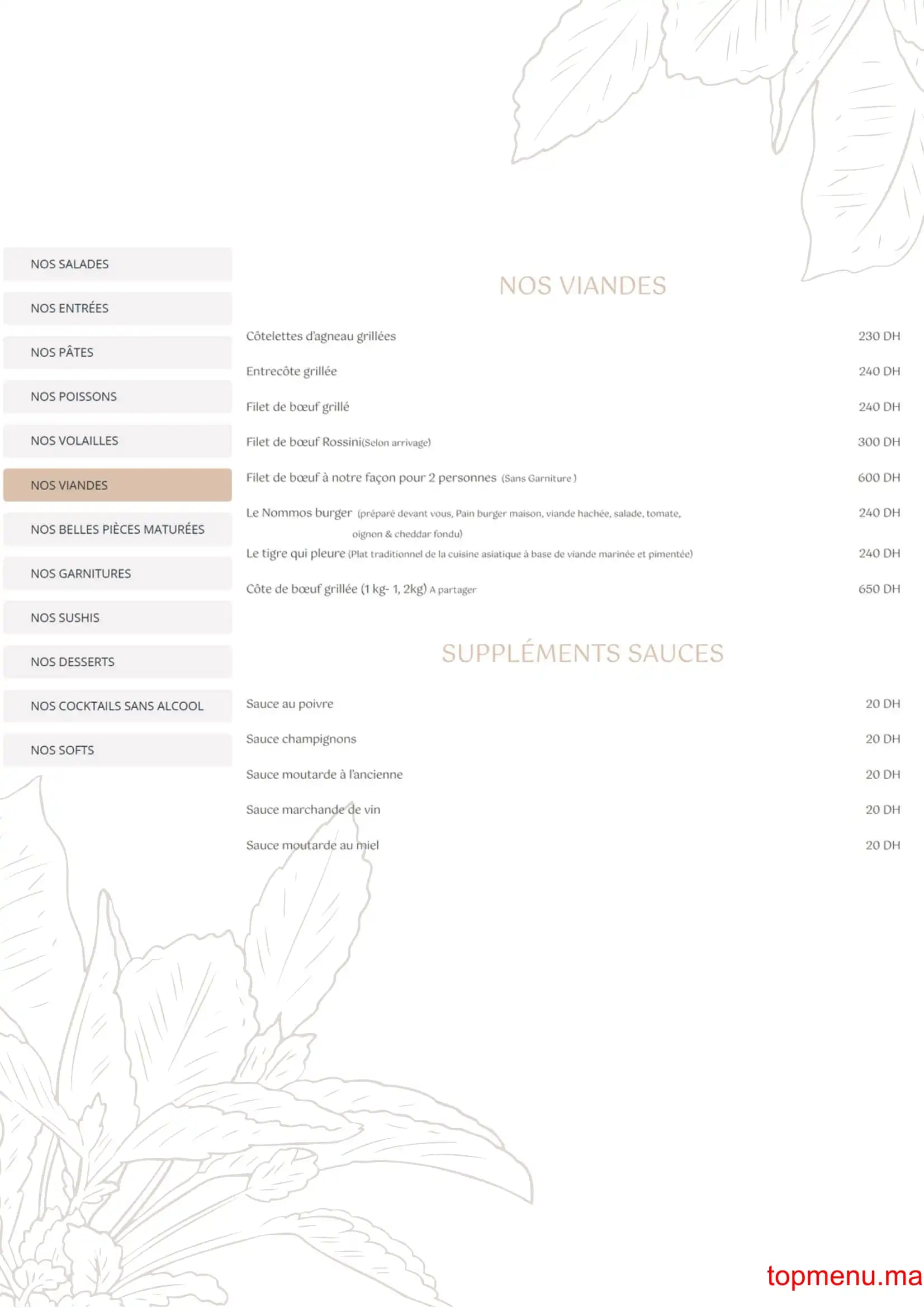 Restaurant Nommos menu page 6 Nommos menu page 6