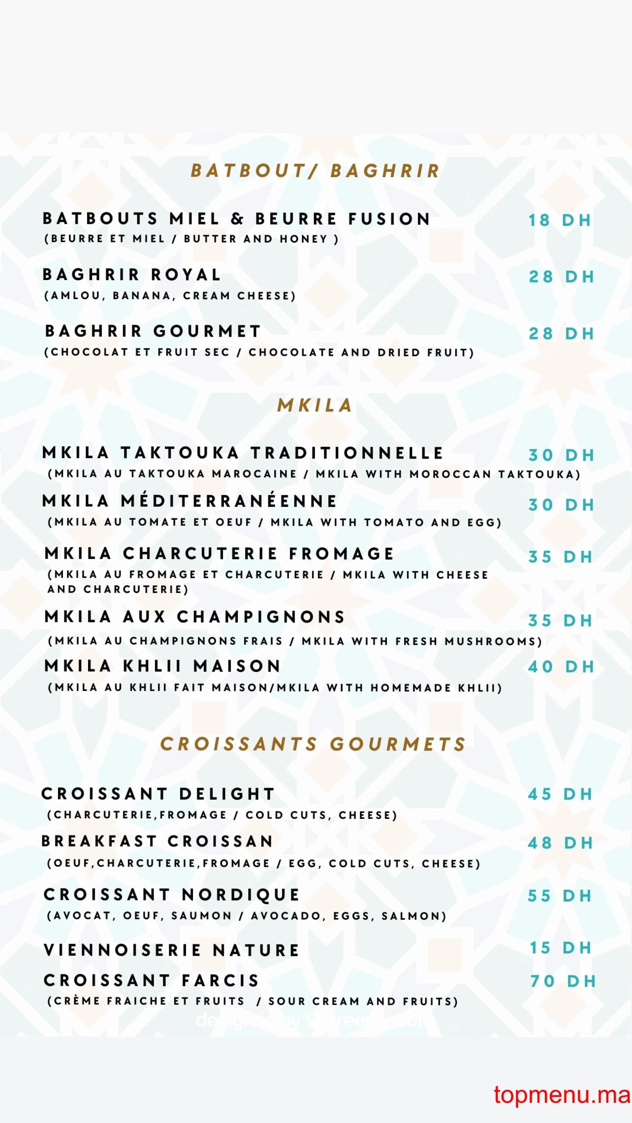 Restaurant Mozaikart Coffee N’Brunch menu page 6 Mozaikart Coffee N’Brunch menu page 6