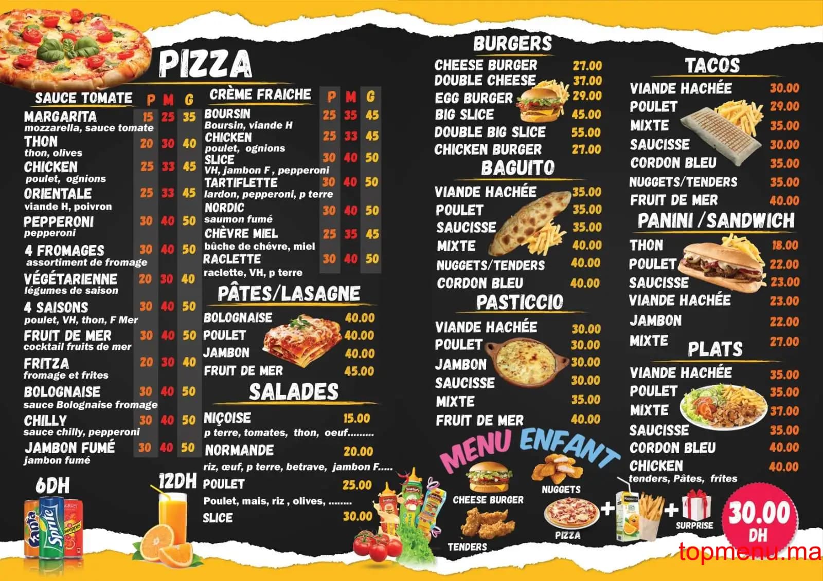 Restaurant Slice menu page 1 Slice menu page 1