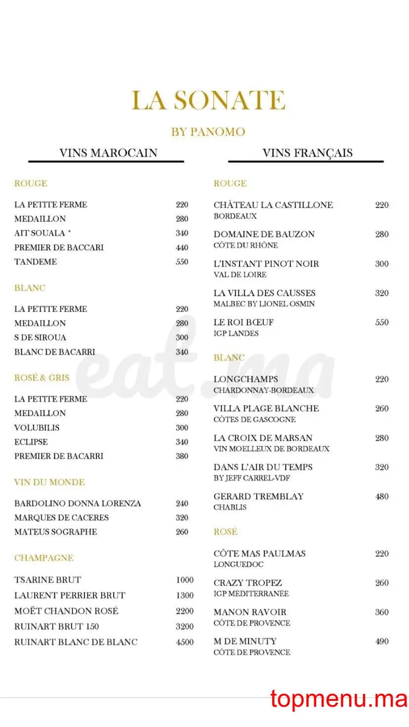 Restaurant La Sonate menu page 5 La Sonate menu page 5