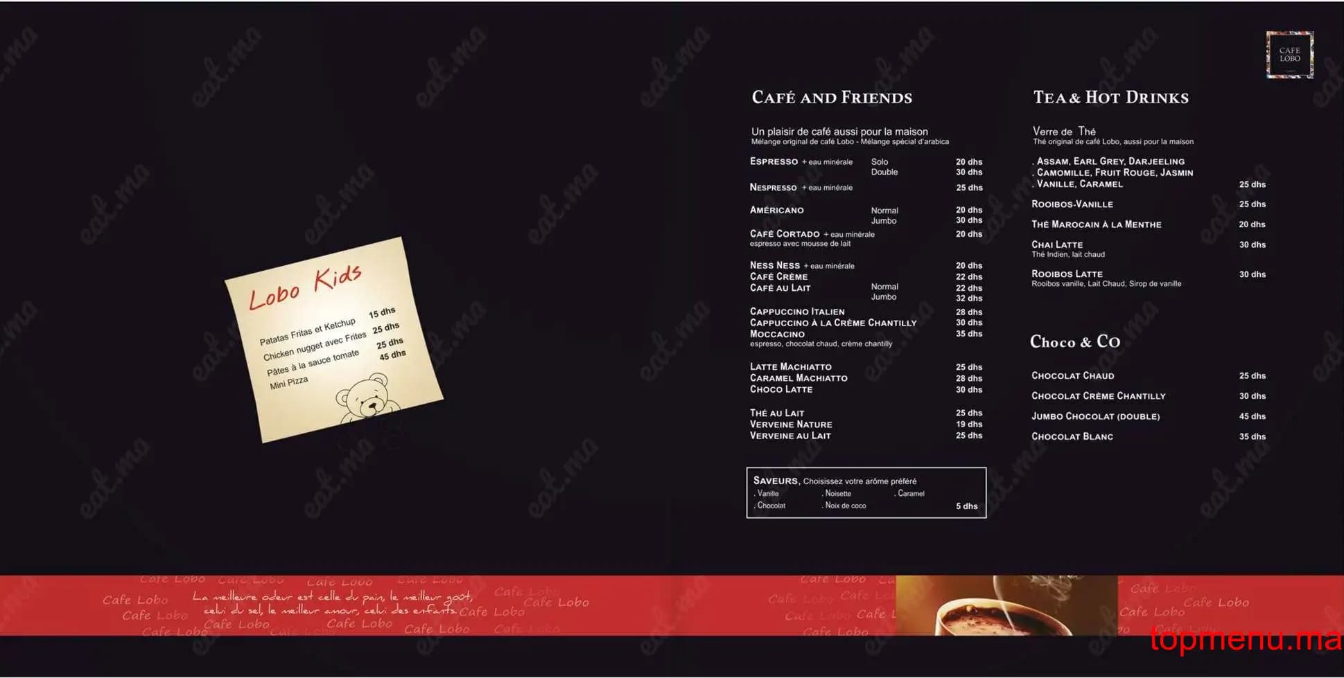 Restaurant Café Lobo menu page 1 Café Lobo menu page 1