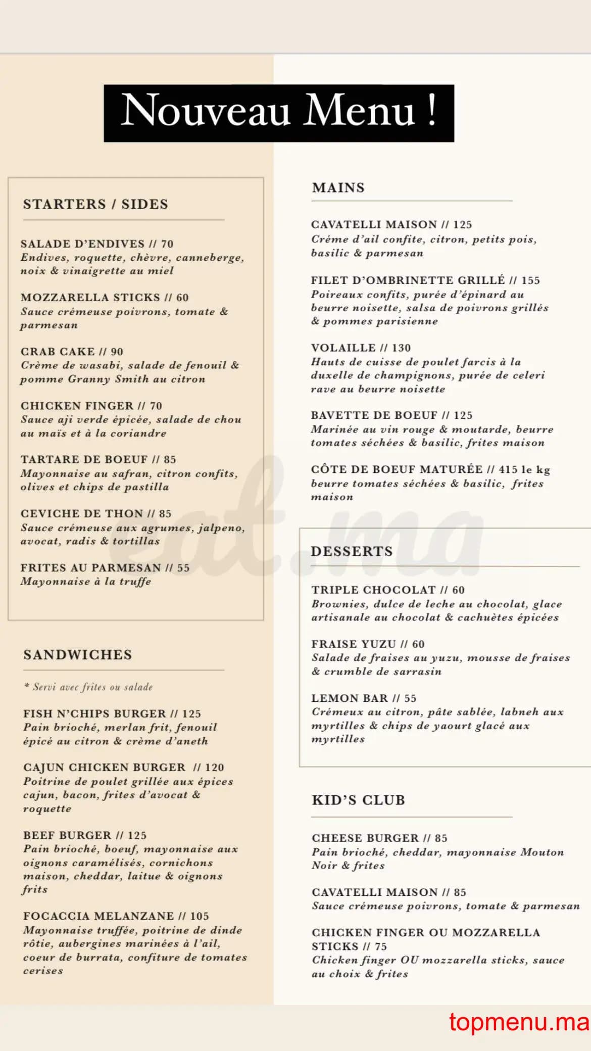 Restaurant Cantine Mouton Noir menu page 1 Cantine Mouton Noir menu page 1
