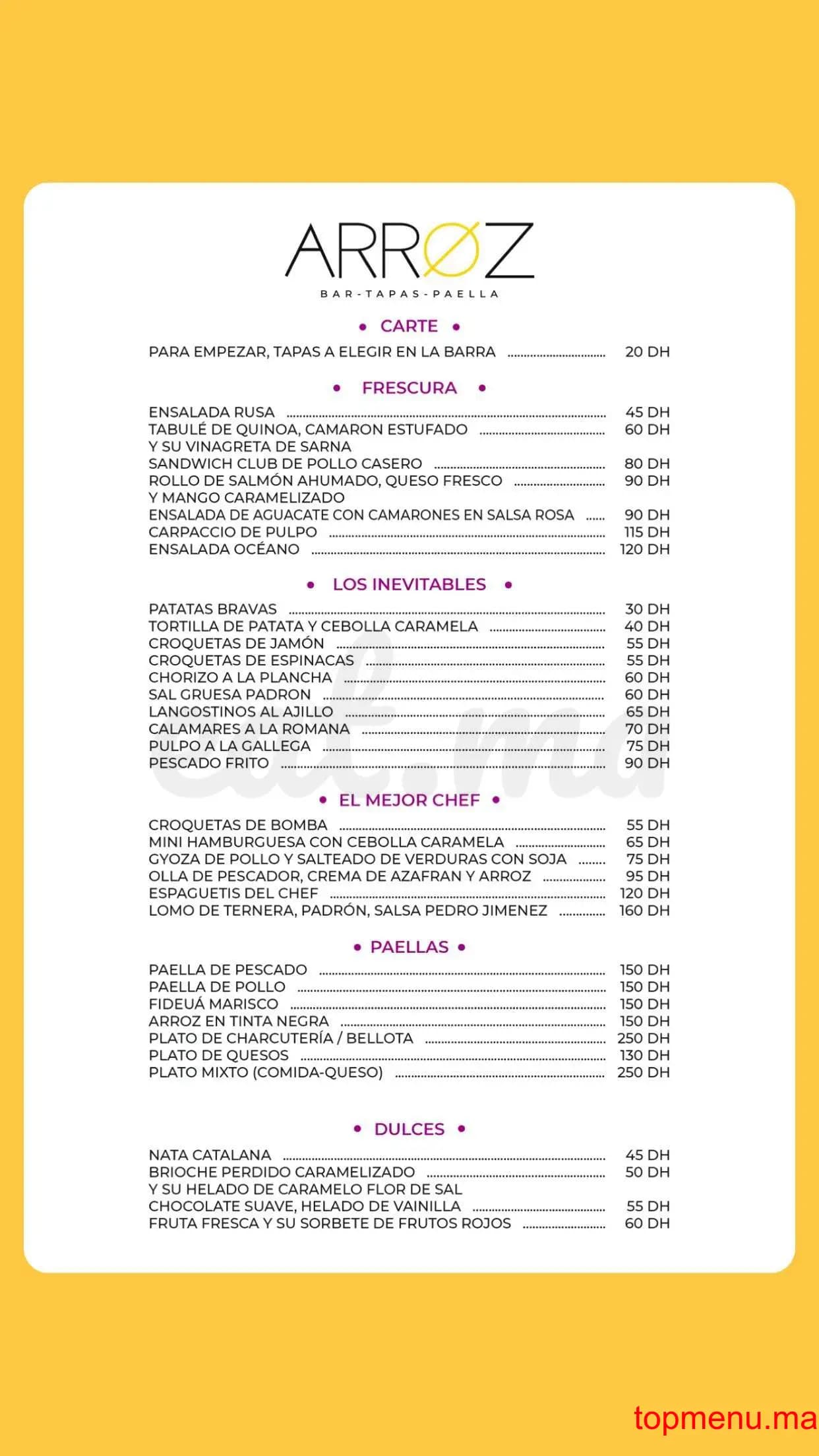 Restaurant Arroz Bar Restaurant menu page 4 Arroz Bar Restaurant menu page 4