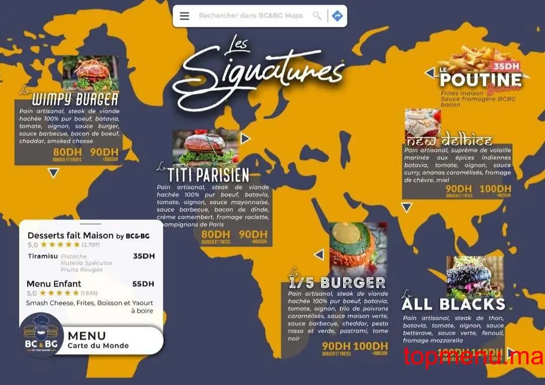 Restaurant BC & BG by Chef Hacene menu page 1 BC & BG by Chef Hacene menu page 1