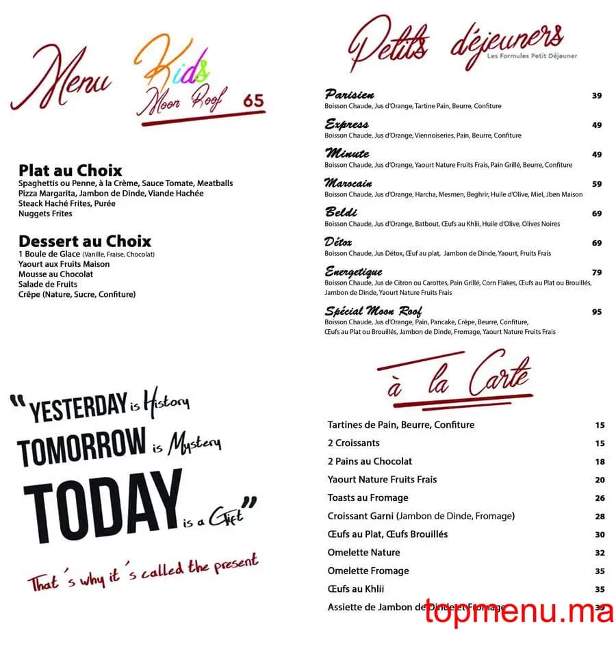 مطعم Moon Roof Café قائمة الطعام page 1 Moon Roof Café قائمة الطعام page 1