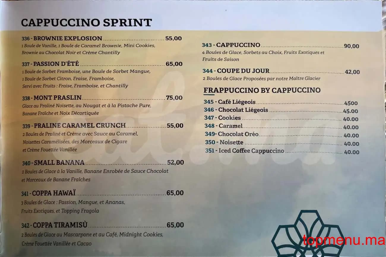 Restaurant Cappuccino menu page 5 Cappuccino menu page 5