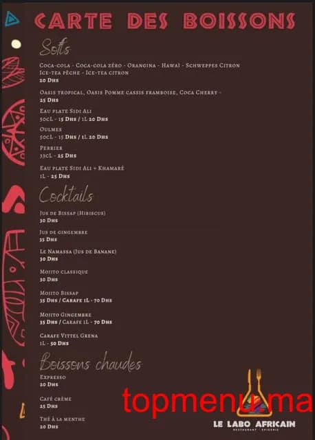 Restaurant Le Labo Africain menu page 5 Le Labo Africain menu page 5
