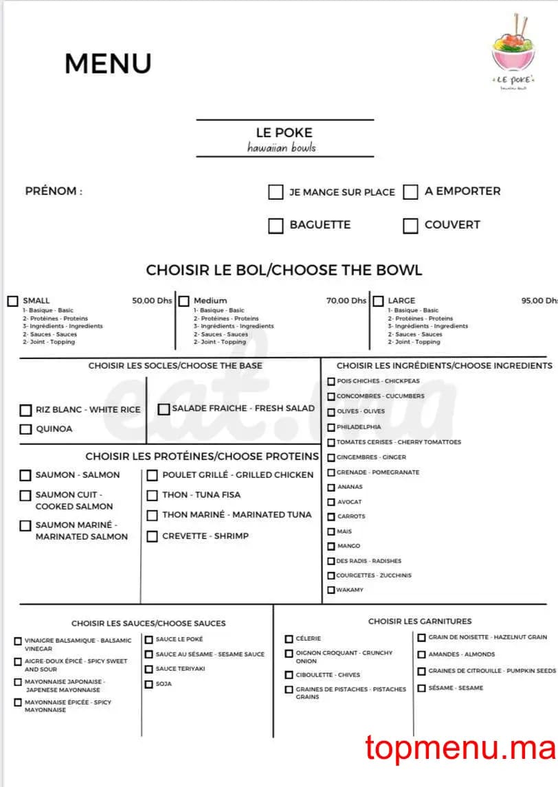 مطعم Le poke قائمة الطعام page 1 Le poke قائمة الطعام page 1