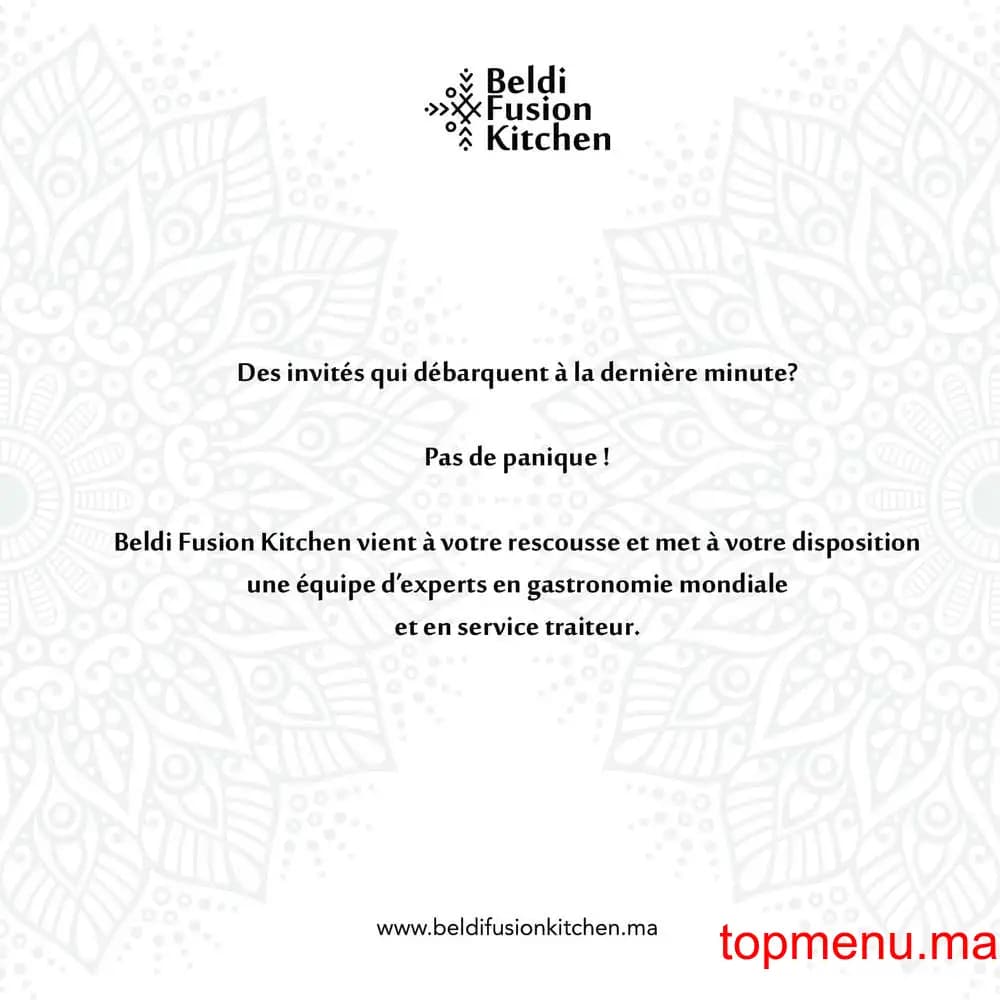 Restaurant Beldi Fusion Kitchen Traiteur menu page 3 Beldi Fusion Kitchen Traiteur menu page 3