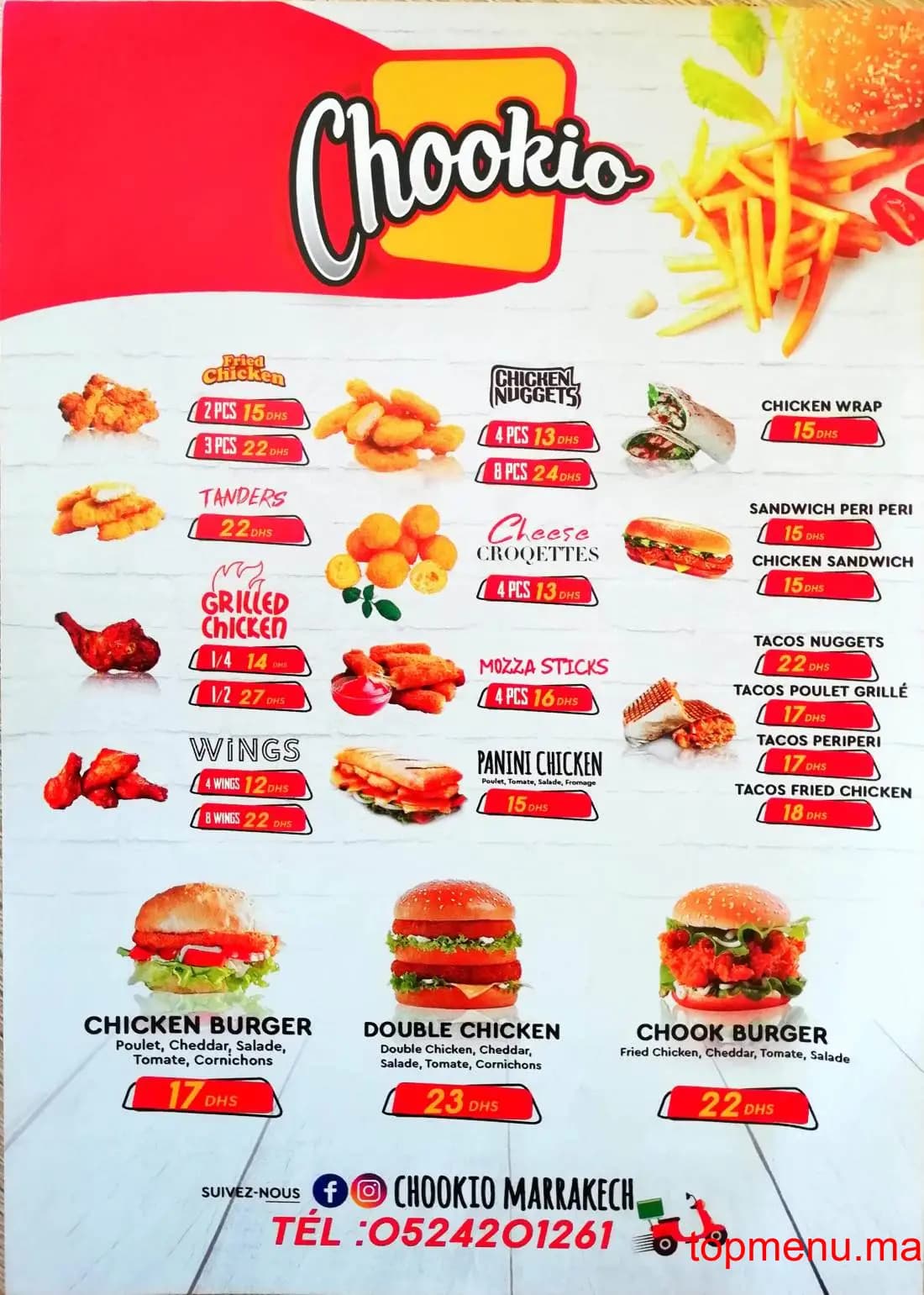 Restaurant Chookio menu page 1 Chookio menu page 1