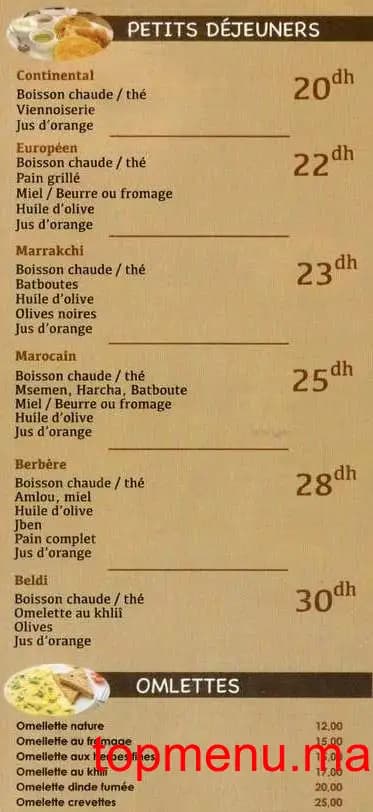 Restaurant Café Belaouni menu page 1 Café Belaouni menu page 1