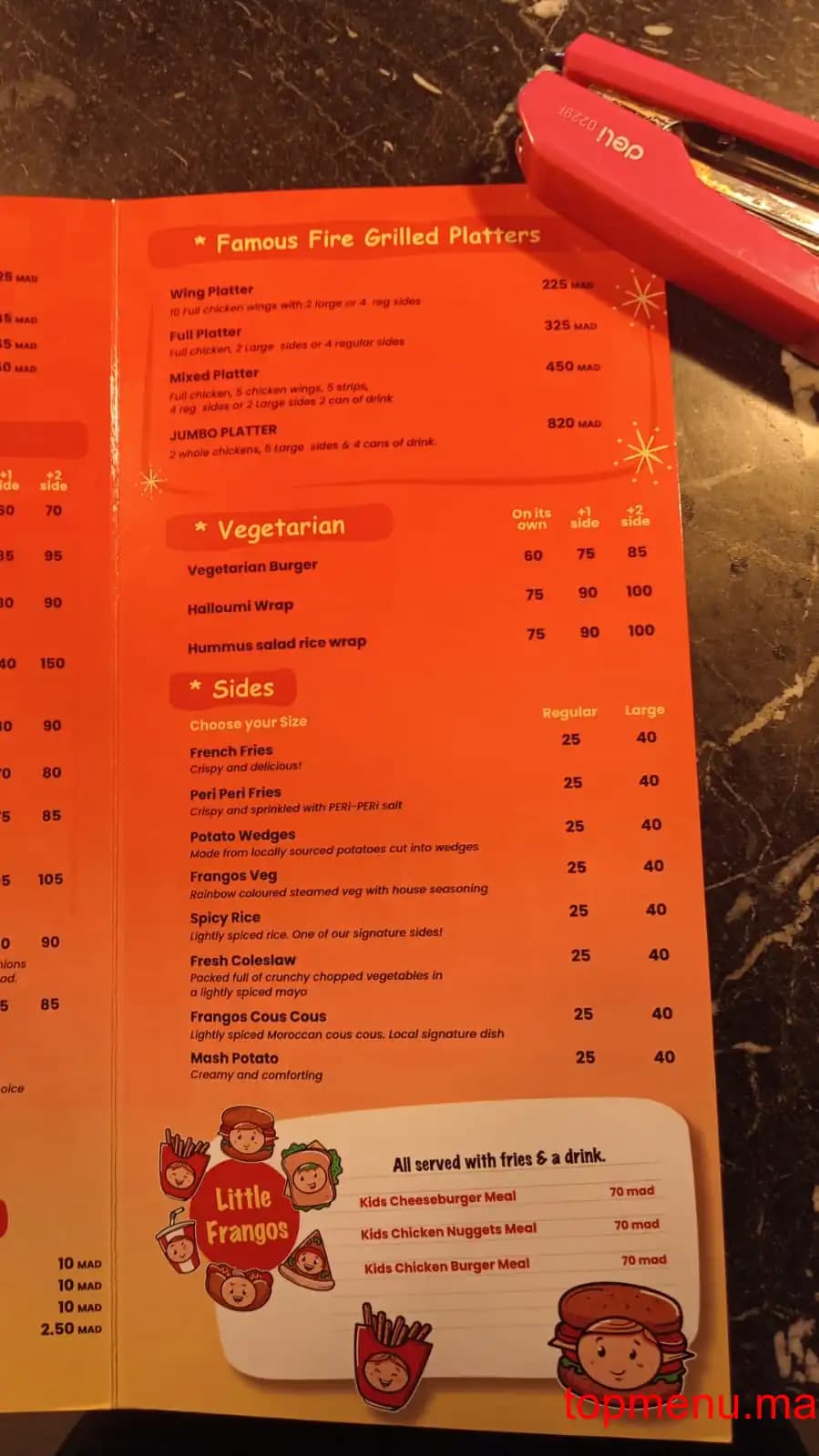 Restaurant Frangos menu page 2 Frangos menu page 2